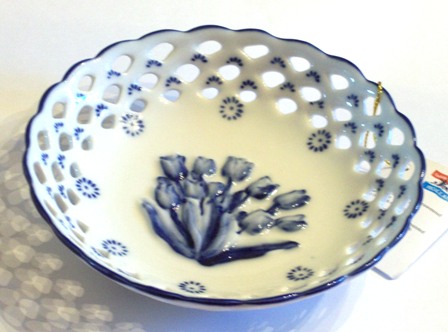 Candy Dish with Blue Tulips